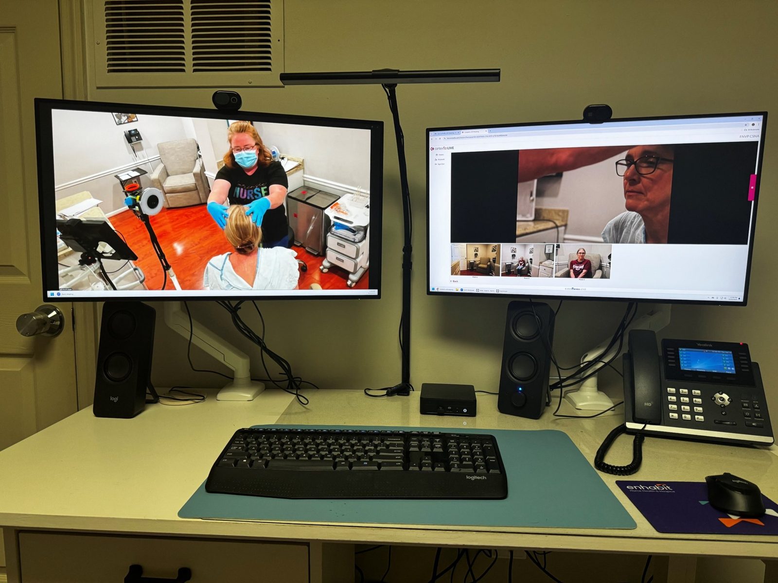 Remote FNVP exam room setup with dual monitors